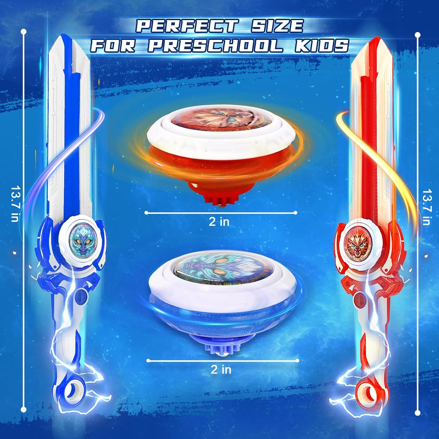 Arena Set with Two Mini Sword Launchers battle top, close view of the attack ring