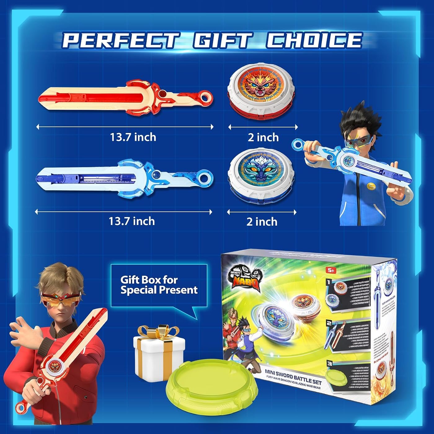 Arena Set with Two Mini Sword Launchers set in play on the battle floor