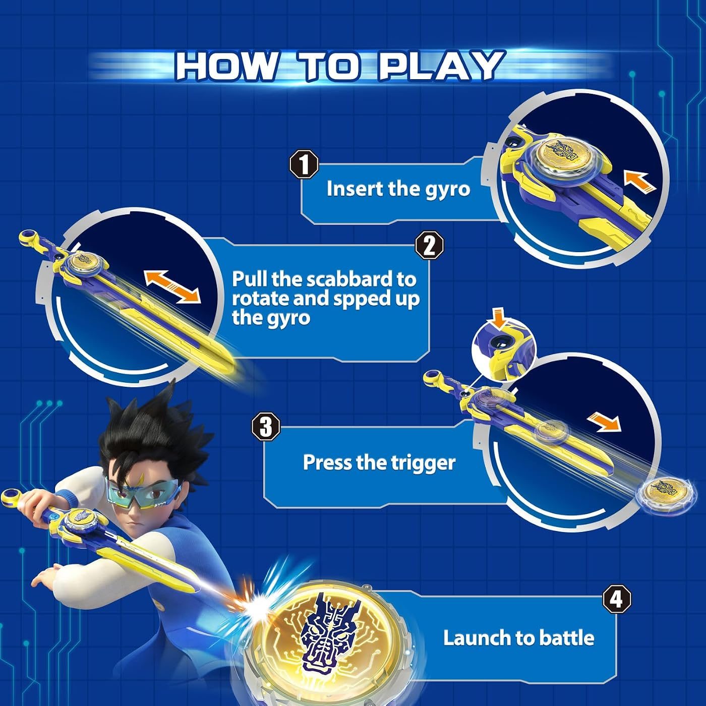Detachable Arena Set with Two Sword Launchers battle top, close view of the attack ring