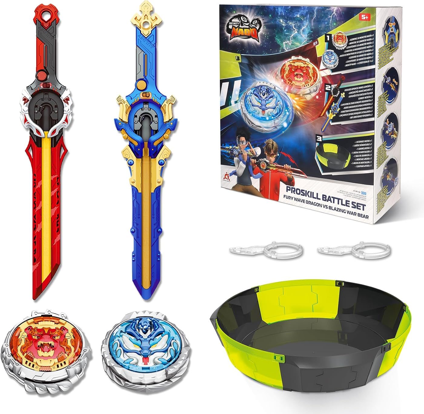 Detachable Glow Arena with Two Launchers metal battle top with its launcher
