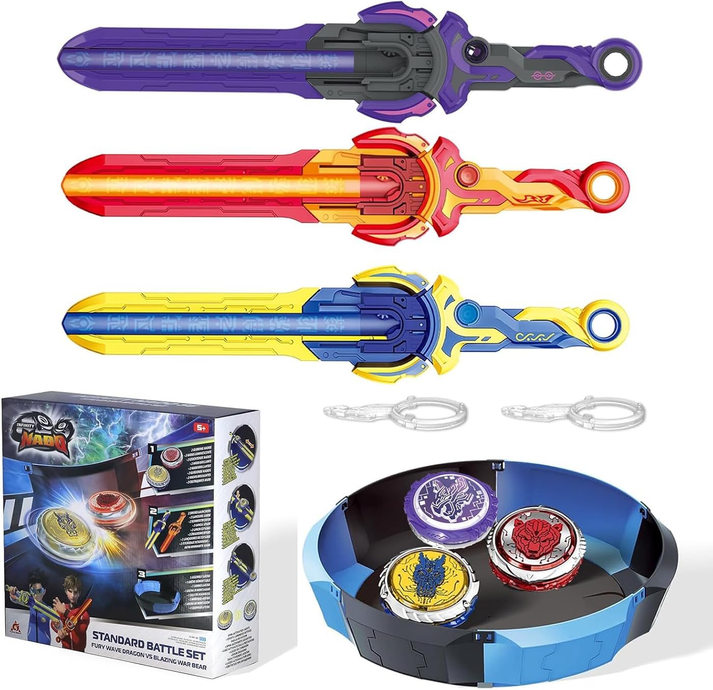 Detachable Stadium Set with Three Tops metal battle top with its launcher