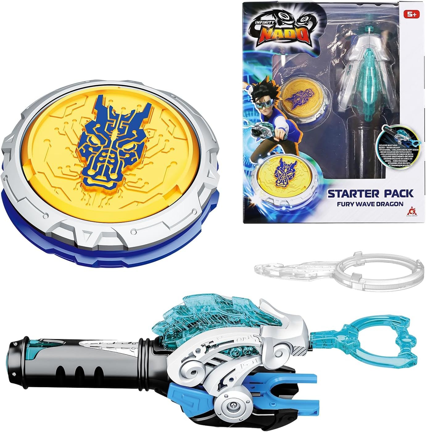 Dragon Battle Set with String Launcher metal battle top with its launcher