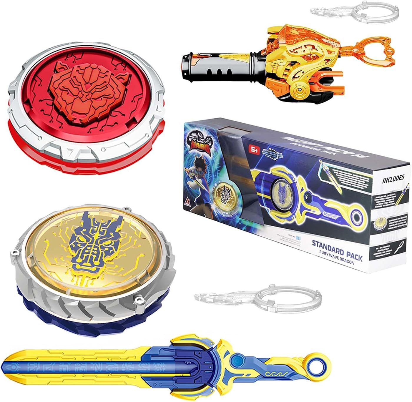 Fury Wave Dragon and Blazing War Bear Battle Set metal battle top with its launcher