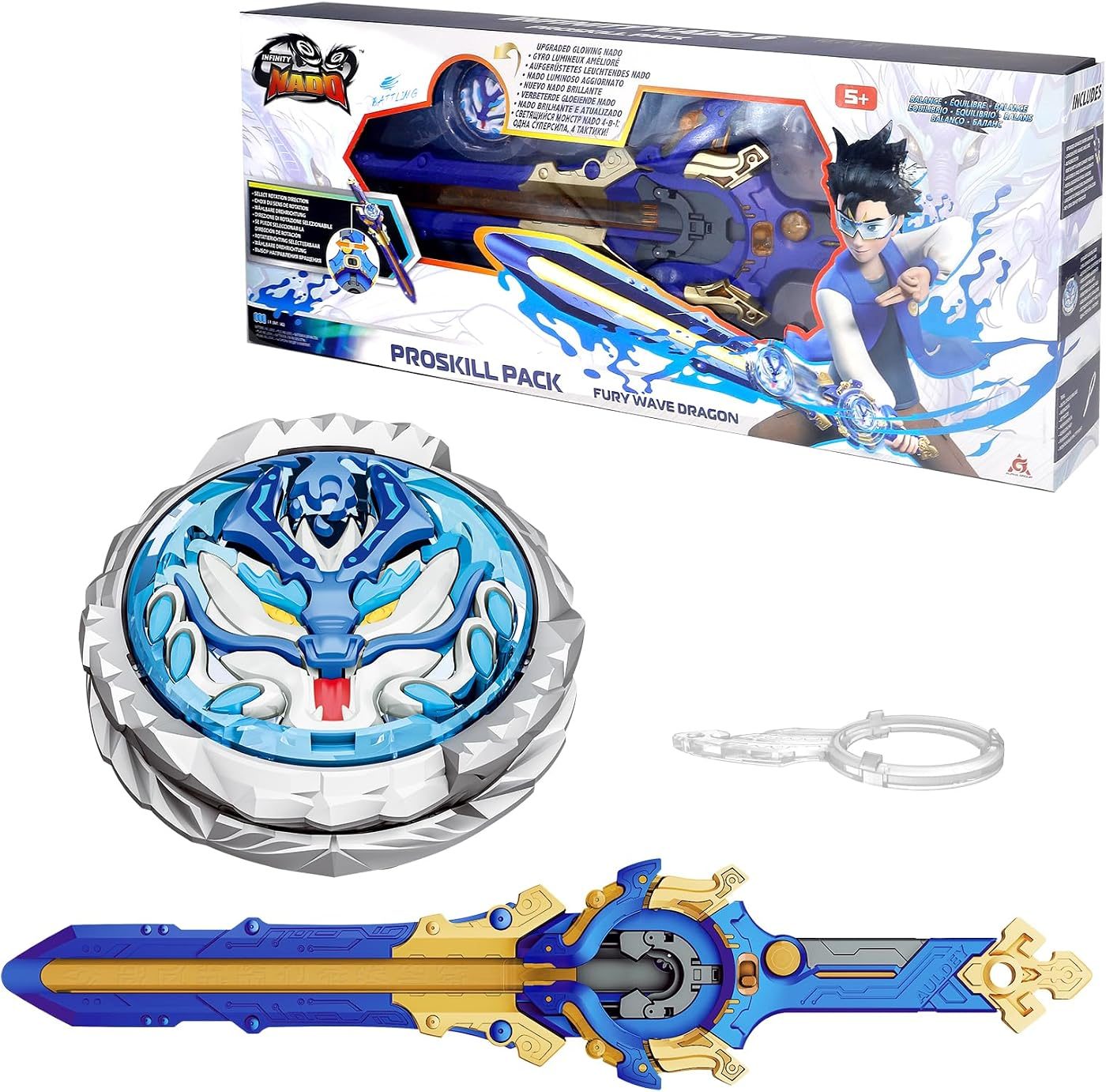 Fury Wave Dragon Starter Pack metal battle top with its launcher