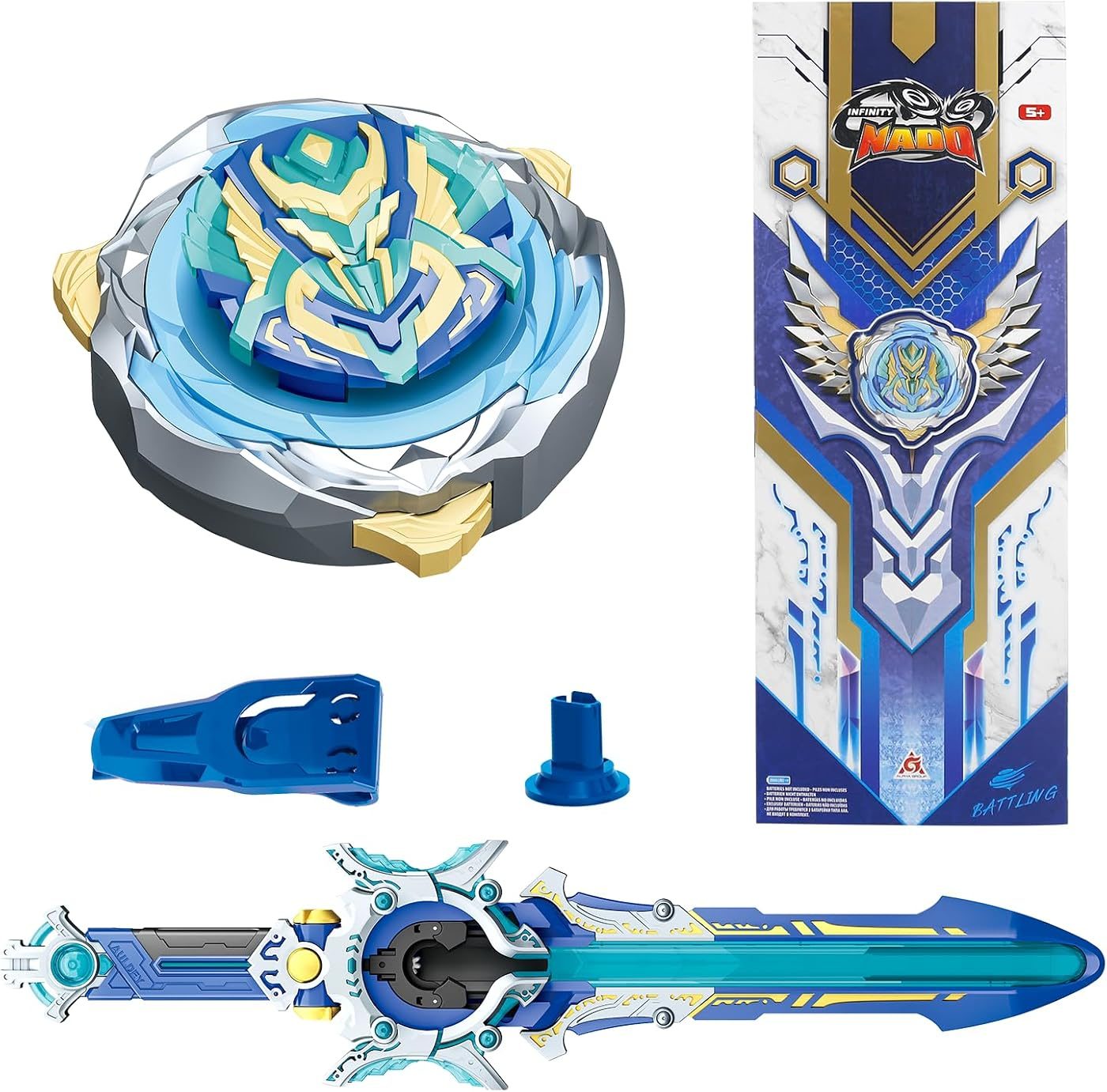 Gale Wings Deluxe LED Sword Launcher Set metal battle top with its launcher