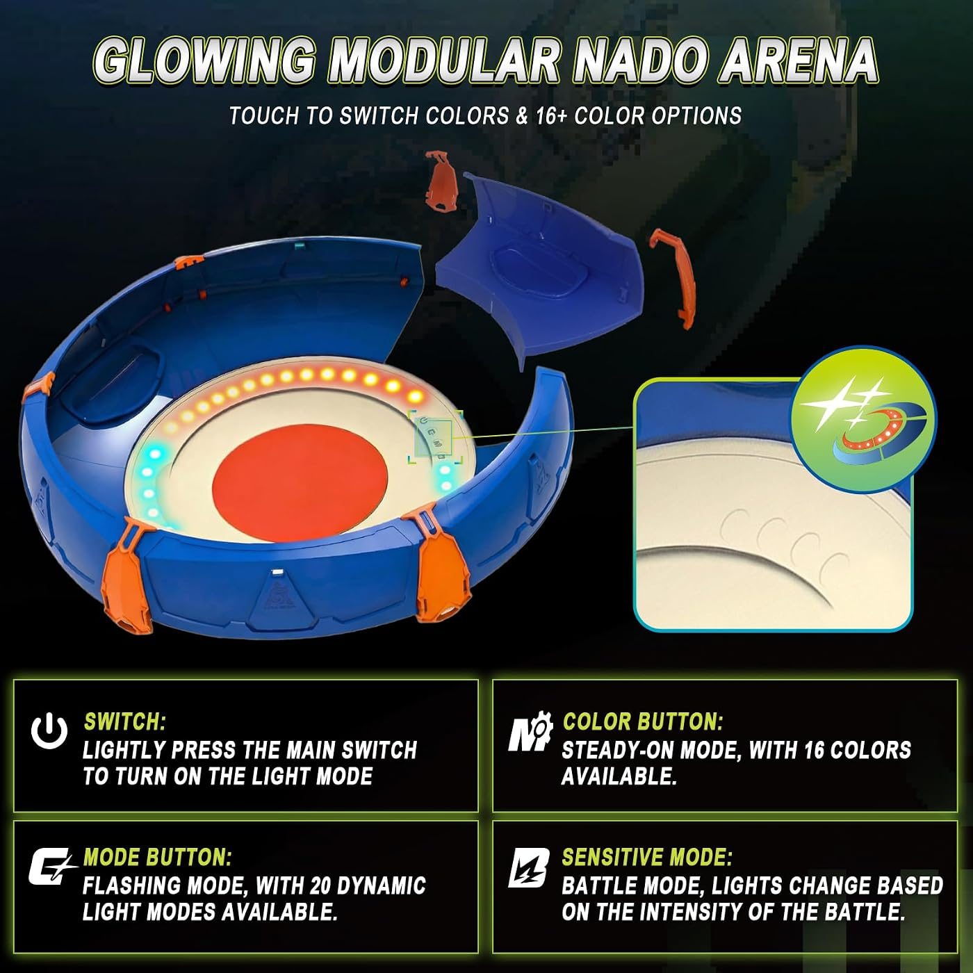 Glow Arena Set, Gale Wings versus Panda Nado on the launch rack