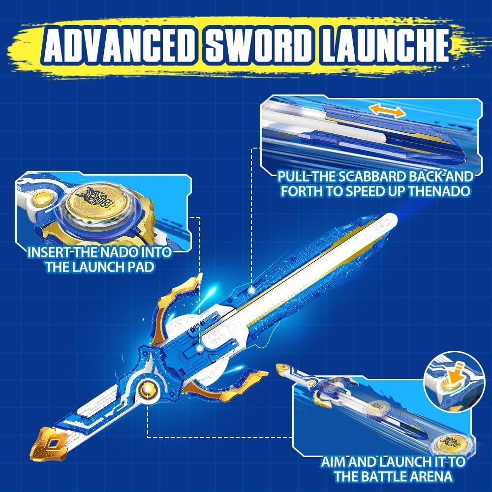 Goggle Battle Pack with Sword Launcher Nado on the launch rack