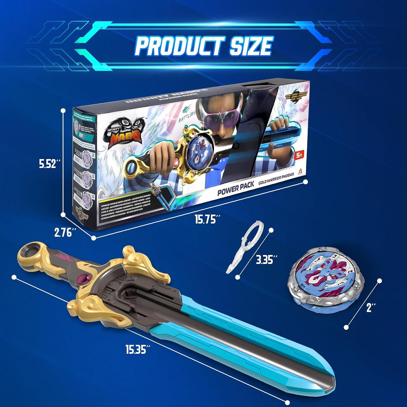 Gold Warrior Phoenix Sword Launcher Top set in play on the battle floor