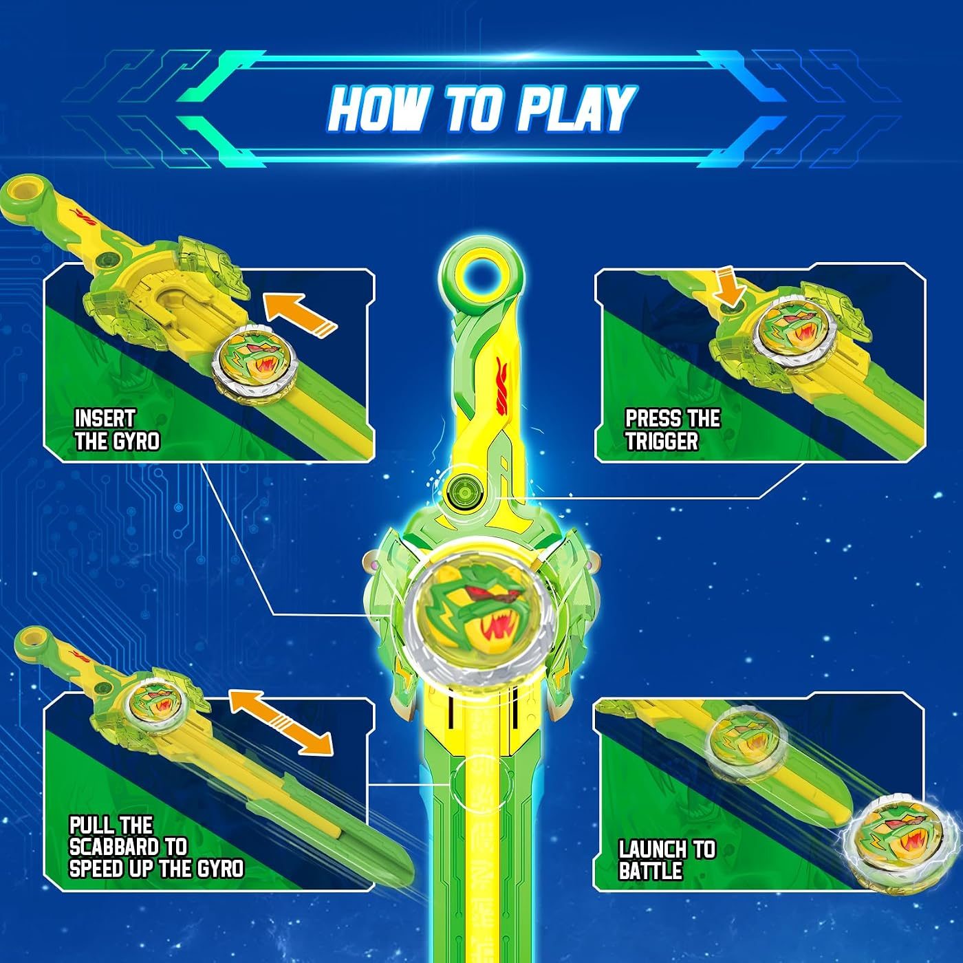 Lightning Leopard Sword Launcher Top Nado on the launch rack