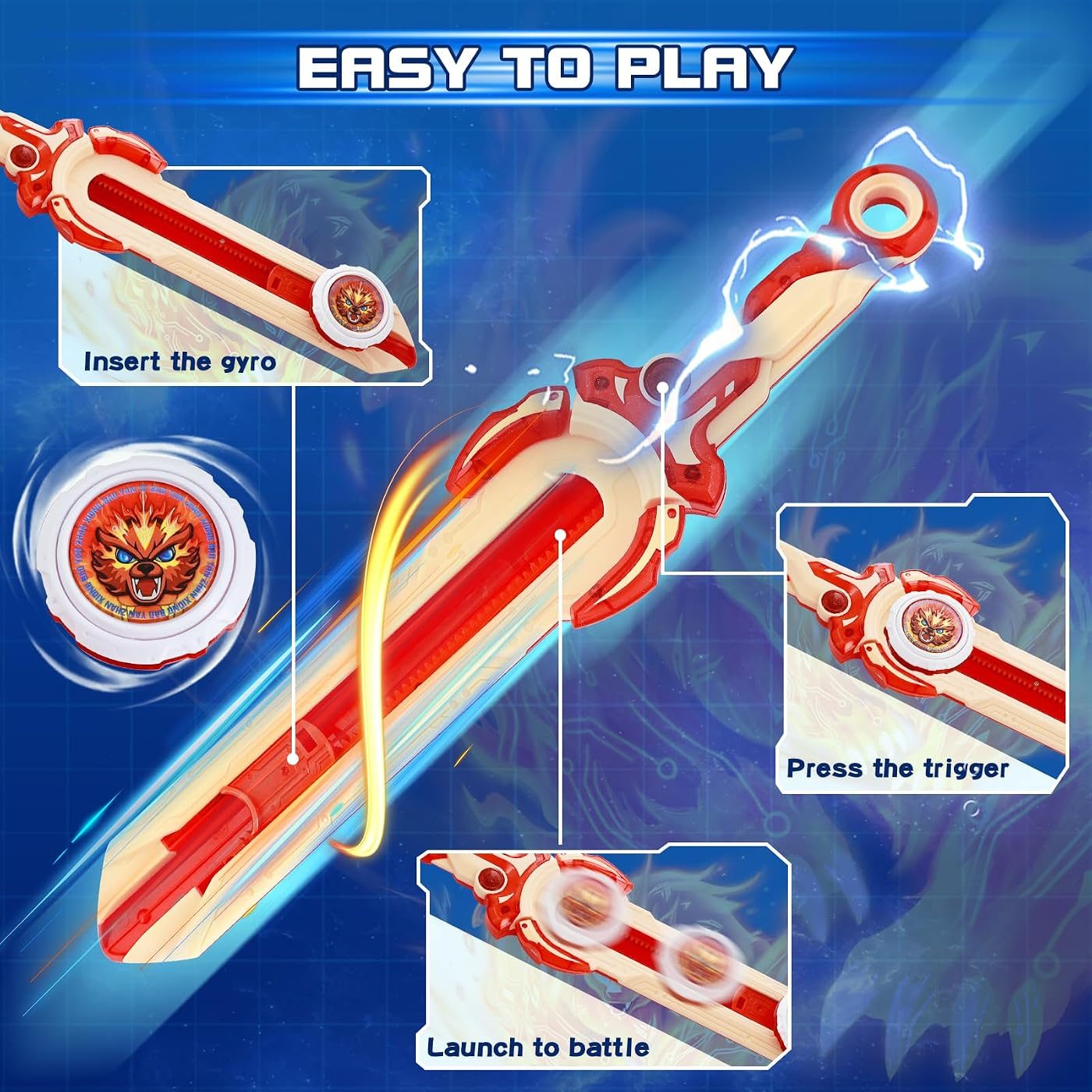 Mini Sword Launcher Set, Red Nado on the launch rack
