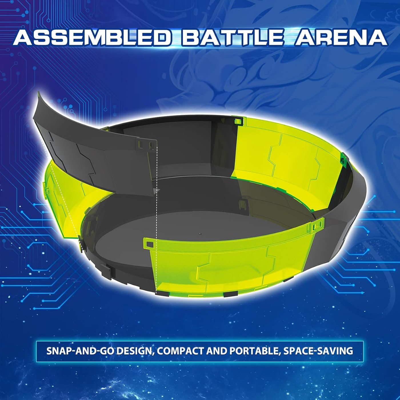 Modular Arena Set with Three Launchers metal battle top with its launcher