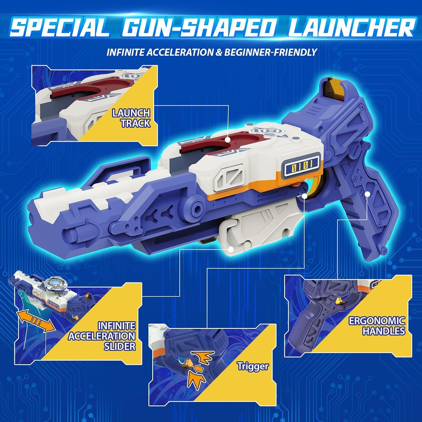 S7 Arena Set with Gun and Bow Launchers battle top, close view of the attack ring