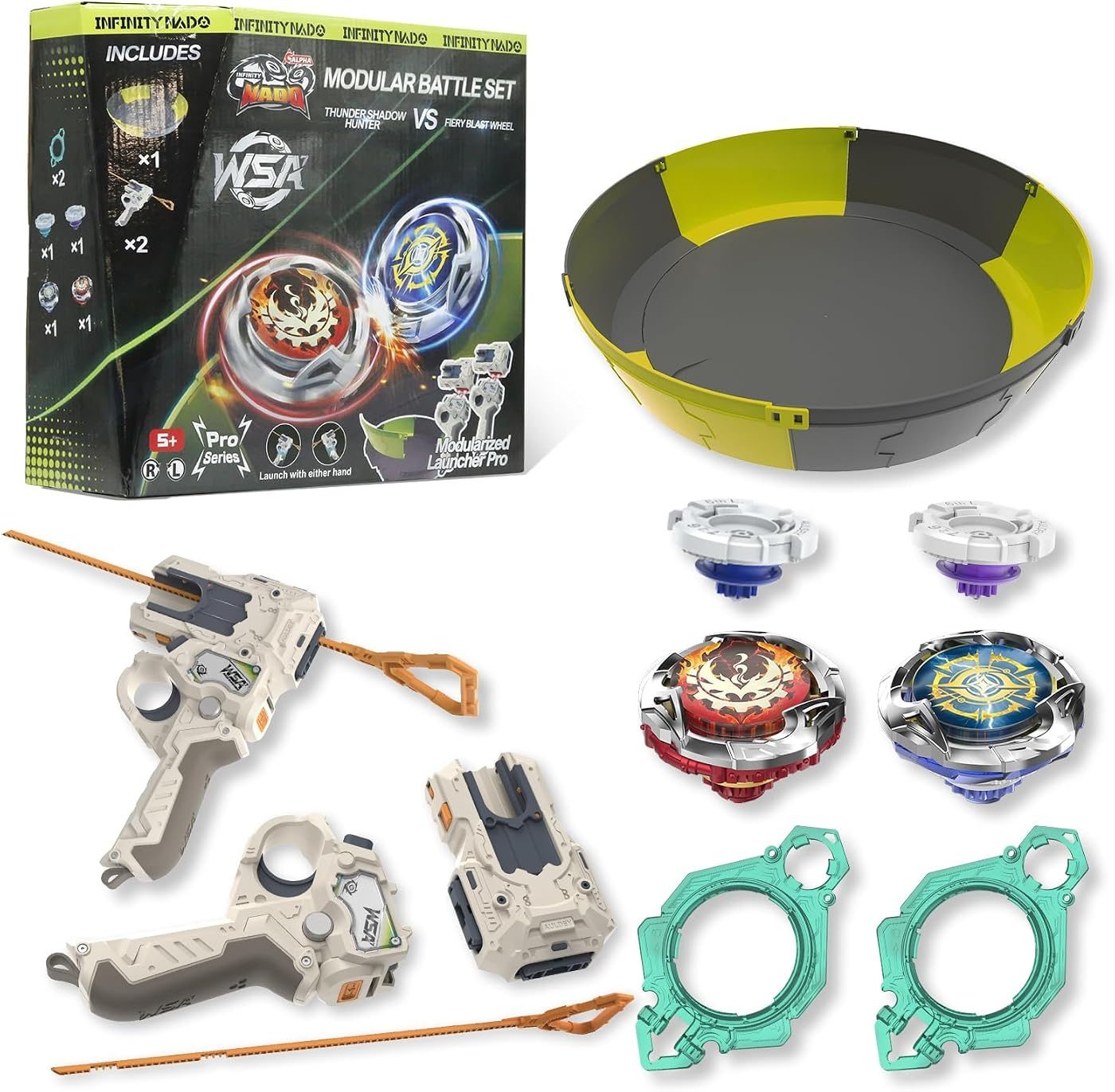 S7 Arena Set with Two Modular Launchers metal battle top with its launcher