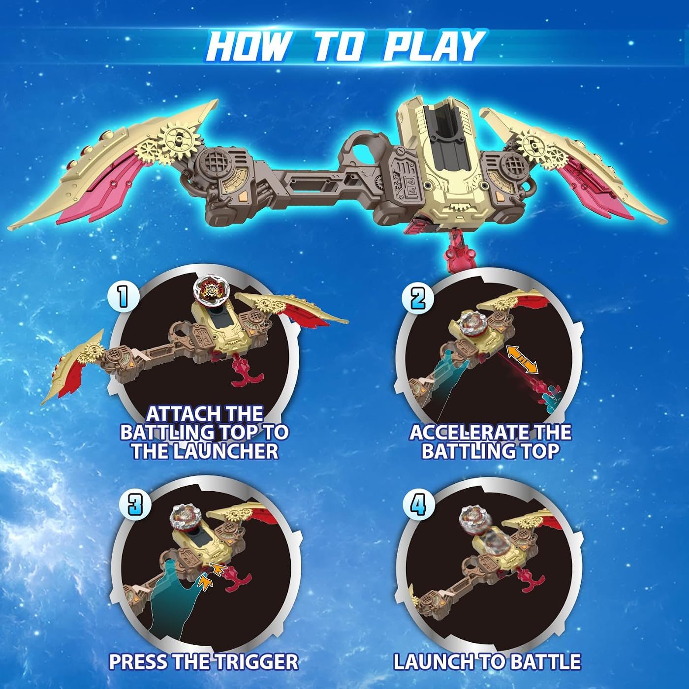 S7 Bow Launcher Defense Set battle top, close view of the attack ring