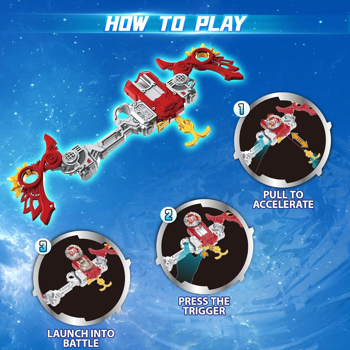 S7 Bow Launcher Defense Set, Right-Spin battle top, close view of the attack ring
