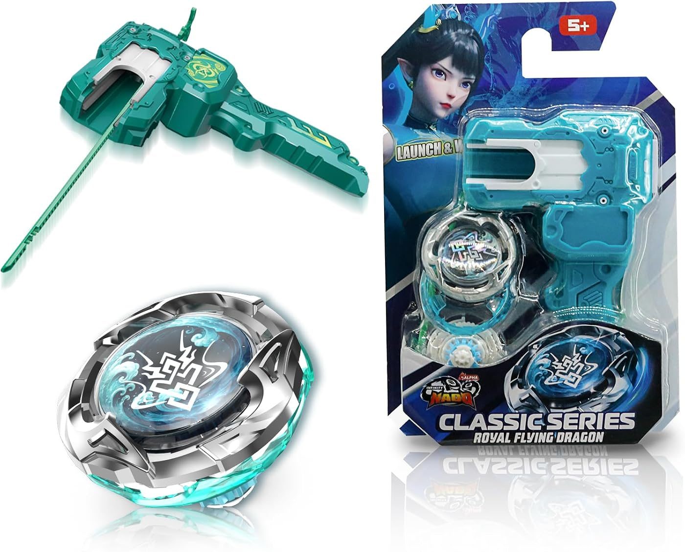 S7 Rack Launcher Attack Set, Green metal battle top with its launcher