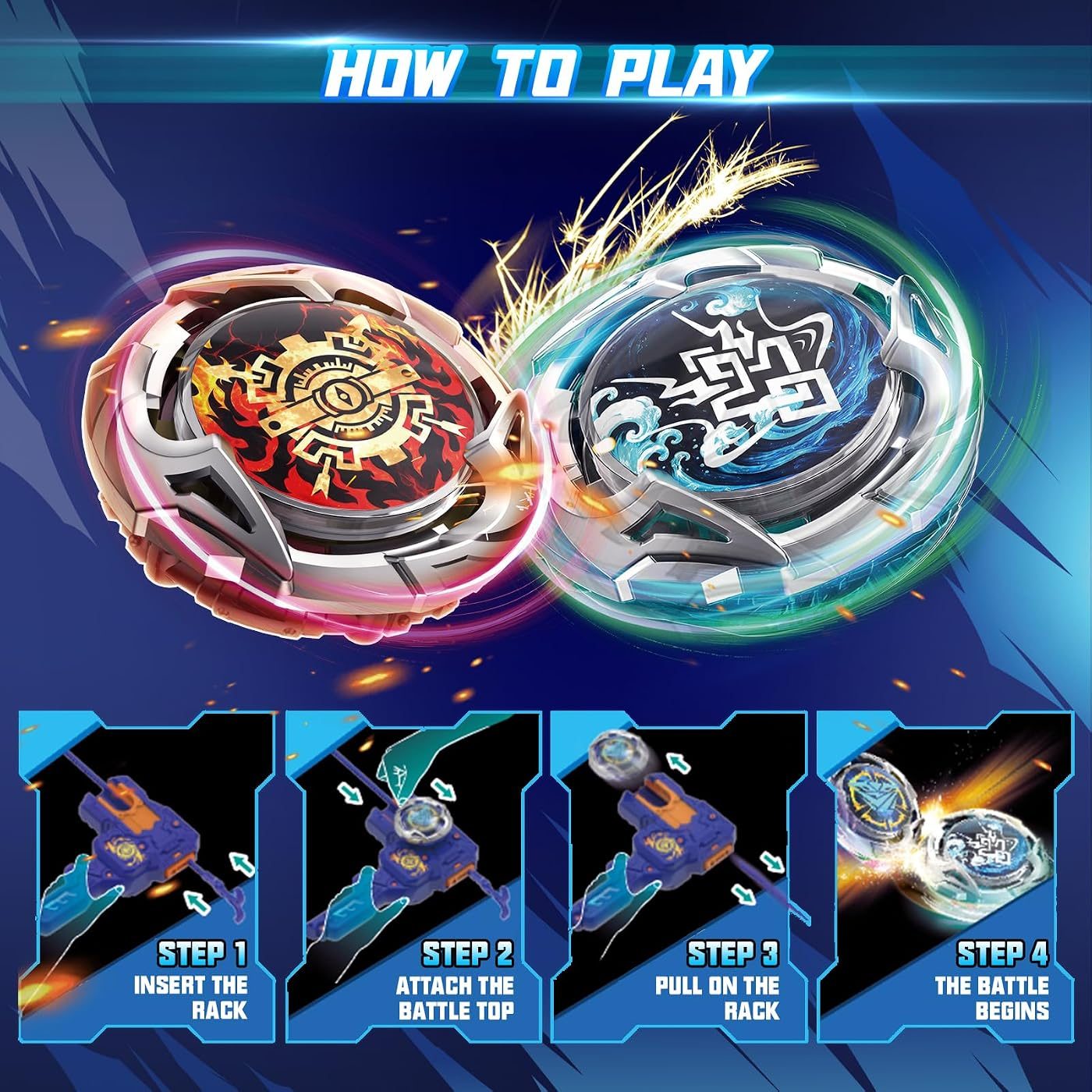 S7 Two-Launcher Set, Twin Rack Launchers spinning top set, boxed contents