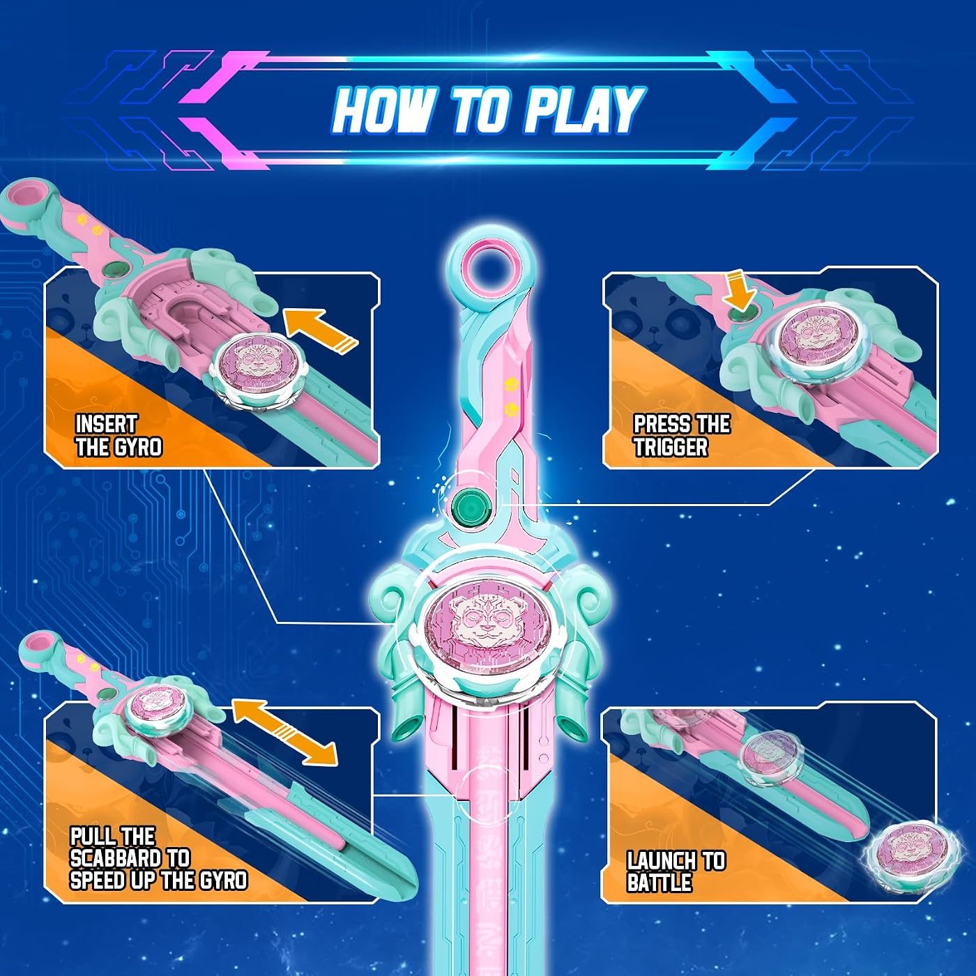 Spirit Wind Panda Sword Launcher Top Nado on the launch rack