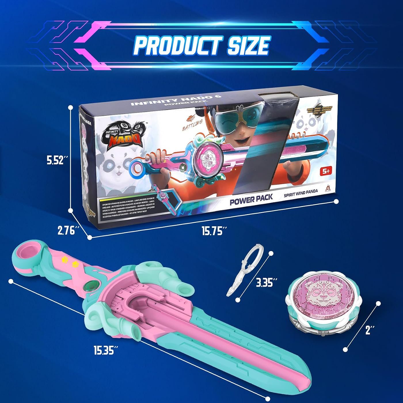 Spirit Wind Panda Sword Launcher Top set in play on the battle floor