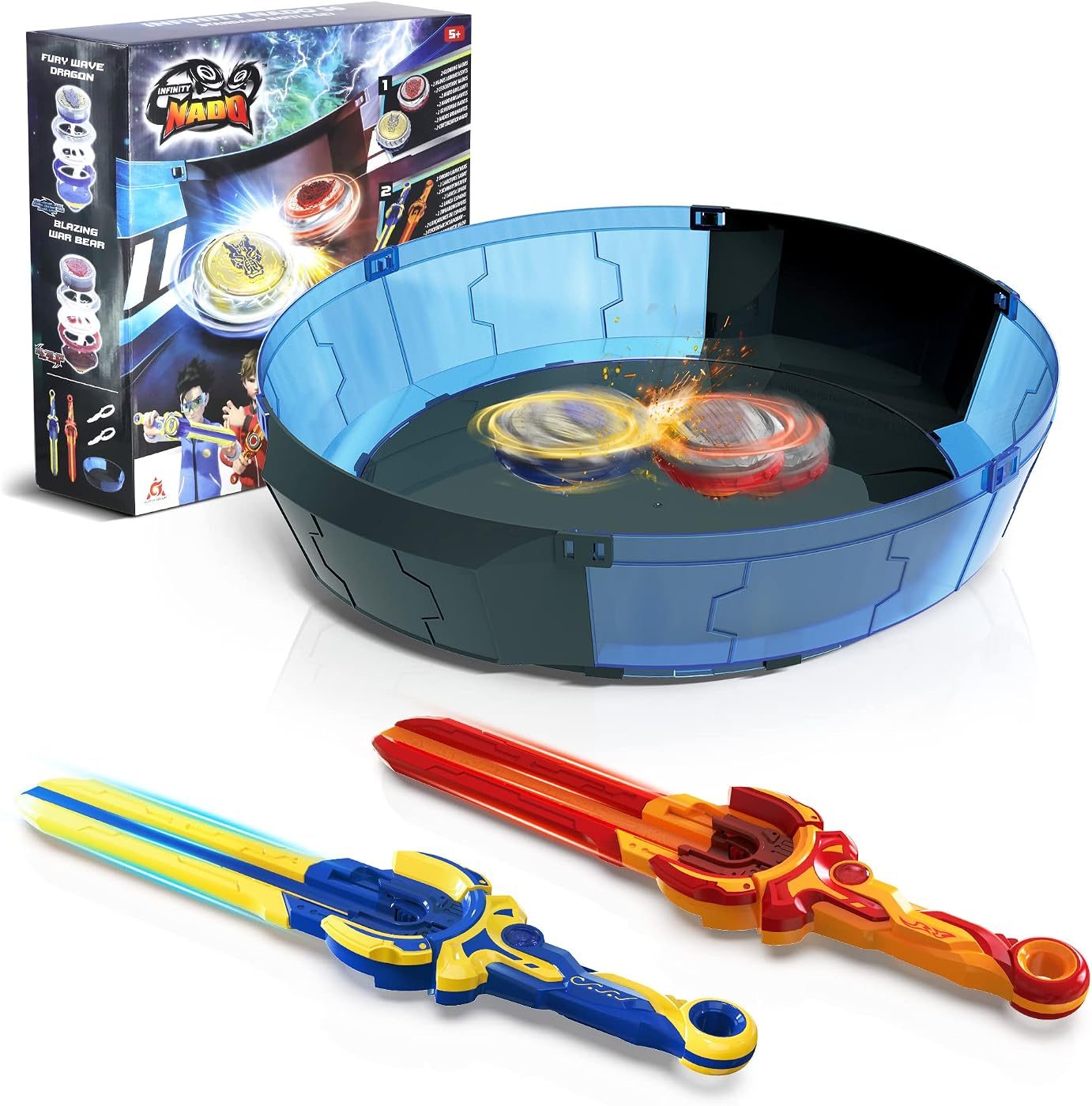 Stadium Set, Sapphire Blue and Flame Red metal battle top with its launcher