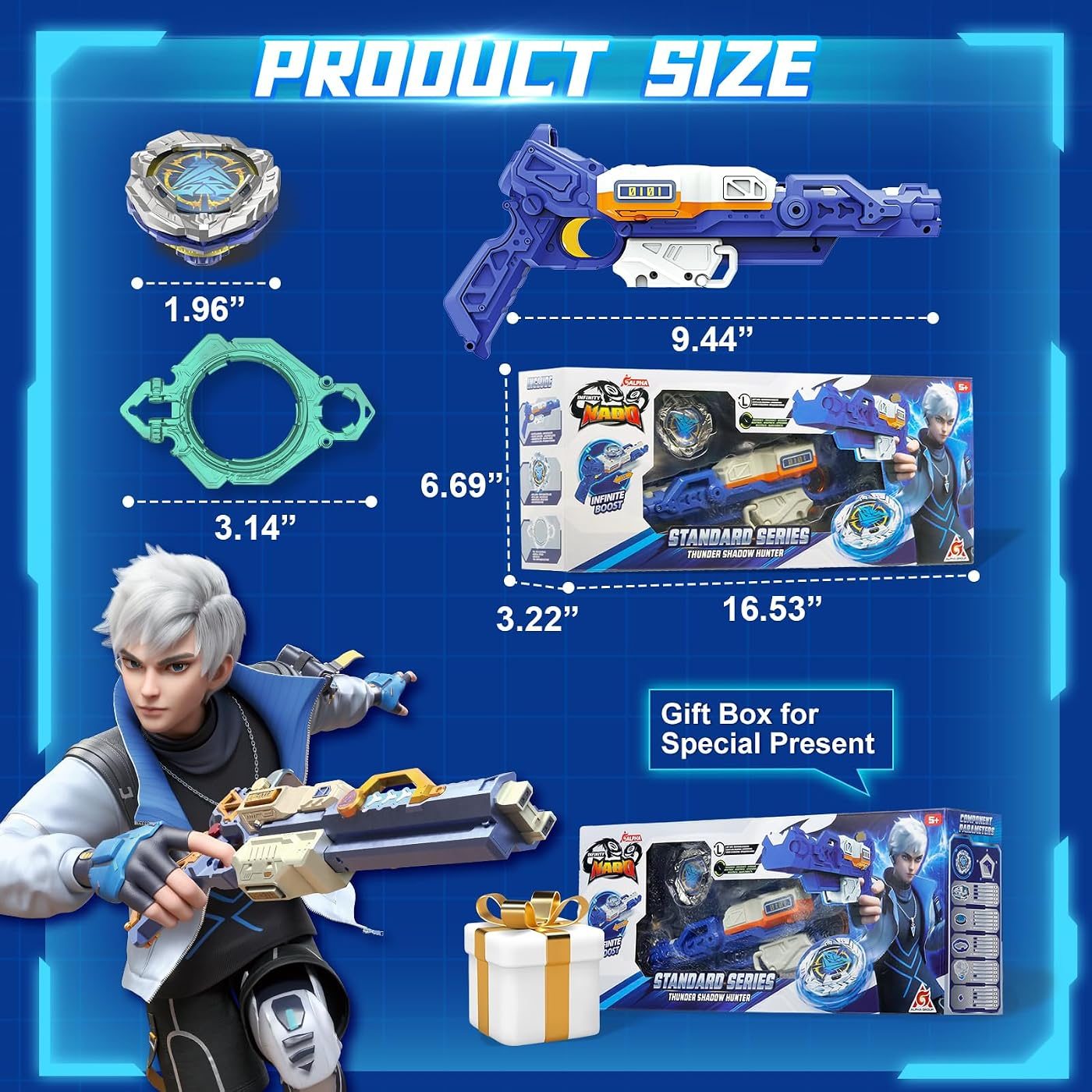 Starter Pack, Endurance and Balance Tops spinning top set, boxed contents