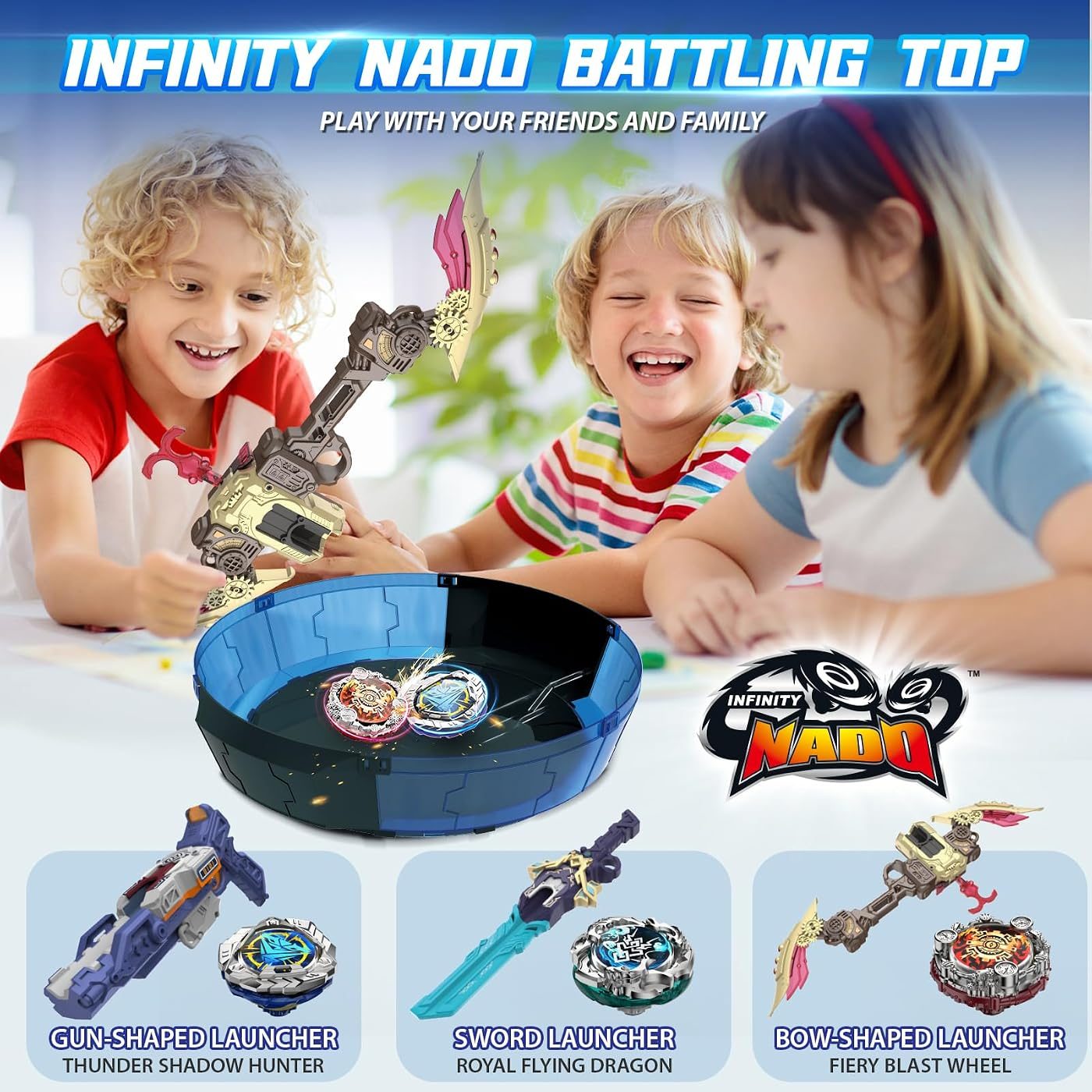 Two-Launcher Pack, Defense and Balance Tops battle top, close view of the attack ring